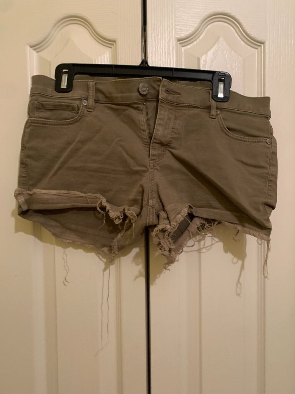 Loft Olive Green Distressed Denim Shorts - Size 12/27
